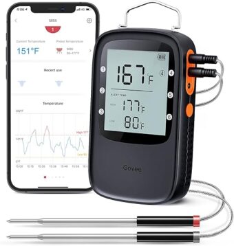 Govee Bluetooth Meat Thermometer, Wireless Meat Thermometer for Smoker Oven, Digital Grill Thermometer with 2 Probes, Timer Mode, Smart LCD Backlight BBQ Thermometer for Cooking...