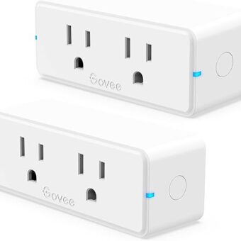 Govee Dual Smart Plug 2 Pack, 15A WiFi Bluetooth Outlet, Work with Alexa and Google Assistant, 2-in-1 Compact Design, Govee Home App Control Remotely with No Hub Required,...