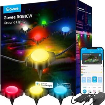 Govee Outdoor Ground Lights, Patio Decorations, IP67 Low Voltage Pathway Lights 36ft, RGBIC with Warm White, 15 Pack, App Control Walkway Lights with 43 Scene Modes, Sync with...