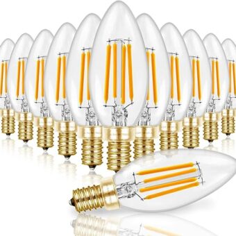 Hizashi 90+CRI Candelabra LED Light Bulbs 60 Watt, 2700K Soft White, E12 LED Bulb Dimmable, B11 Chandelier Light Bulbs, 6W, 550LM, Candle Light Bulbs, UL Listed, 12 Pack