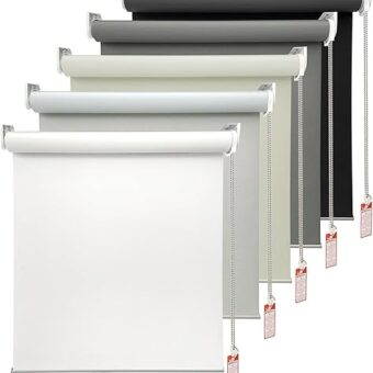 HOMEBOX 100% Blackout Roller Window Shades, Window Blinds with Thermal Insulated, UV Protection Waterproof Fabric, roll up and down blinds for home and office (Black - 58" W x...