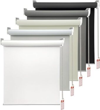 HOMEBOX 100% Blackout Roller Window Shades, Window Blinds with Thermal Insulated, UV Protection Waterproof Fabric, roll up and down blinds for home and office (Black - 58" W x...