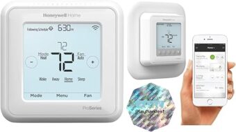 Honeywell TH6220WF2006/U Lyric T6 Pro Wi-Fi Programmable Thermostat with Stages Up to 2 Heat/1 Cool Heat Pump or 2 Heat/2 Cool Conventional with Large Wall Plate & Extended...