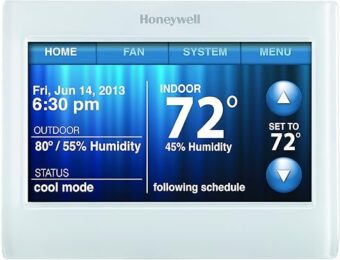 Honeywell TH9320WF5003 Wi-Fi 9000 Color Touch Screen Programmable Thermostat, 3.5 x 4.5 Inch, White, 'Requires C Wire"