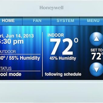 Honeywell TH9320WF5003 Wi-Fi 9000 Color Touch Screen Programmable Thermostat, 3.5 x 4.5 Inch, White, 'Requires C Wire"