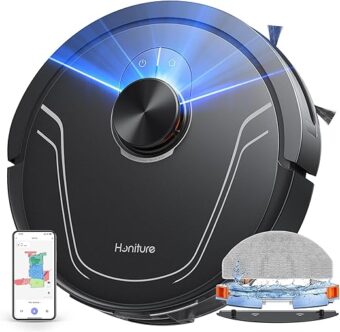 HONITURE Robot Vacuum and Mop Combo,V8 Pro Robot Vacuum Cleaner with 5000Pa Max Suction,Laser Navigator Robotic Vacuums with 180 Mins Run Time,Self-Charging,App Control,Ideal...