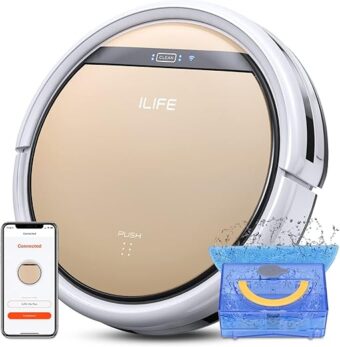 ILIFE V5s Plus Robot Vacuum and Mop Combo, Works with 2.4G WiFi, Alexa/App/Remote Control, Automatic Self-Charging Robotic Vacuum Cleaner, for Pet Hair, Hard Floor, Low Carpet...