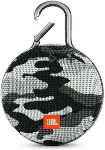 JBL Clip 3, Black Camo - Waterproof, Durable & Portable Bluetooth Speaker - Up to 10 Hours of Play - Includes Noise-Cancelling Speakerphone & Wireless Streaming