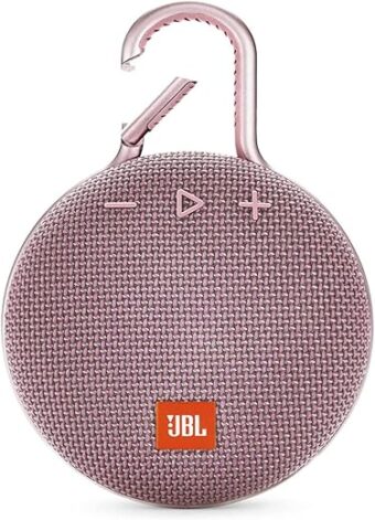 JBL Clip 3, Dusty Pink - Waterproof, Durable & Portable Bluetooth Speaker - Up to 10 Hours of Play - Includes Noise-Cancelling Speakerphone & Wireless Streaming