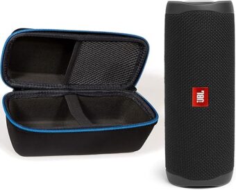 JBL Flip 5 Waterproof Portable Wireless Bluetooth Speaker Bundle with divvi! Protective Hardshell Case - Black