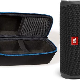 JBL Flip 5 Waterproof Portable Wireless Bluetooth Speaker Bundle with divvi! Protective Hardshell Case - Black