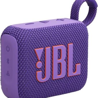 JBL Go 4 - Ultra-Portable, Waterproof and Dustproof Bluetooth Speaker, Big Pro Sound with punchy bass, 7-Hour Built-in Battery, Made in part with recycled materials (Purple)