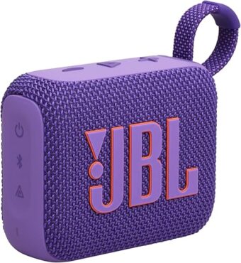 JBL Go 4 - Ultra-Portable, Waterproof and Dustproof Bluetooth Speaker, Big Pro Sound with punchy bass, 7-Hour Built-in Battery, Made in part with recycled materials (Purple)