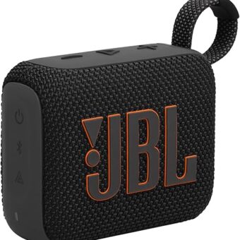 JBL Go 4 - Ultra-Portable, Waterproof and Dustproof Bluetooth Speaker, Big Pro Sound with punchy bass, 7-Hour Built-in Battery, Made in part with recycled materials (Black)