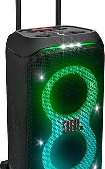 JBL PartyBox Stage 320 - Portable party speaker with telescopic handle & wide, sturdy Wheels, Powerful JBL Pro Sound, Futuristic lightshow, Up to 18 hours of play time, Splash...