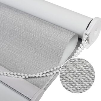 Joydeco 100% Blackout Roller Shade, Window Blind with Thermal Insulated, UV Protection Fabric, Total Blackout Roller Blind for Office and Home, Easy to Install, Light Grey,35" W...