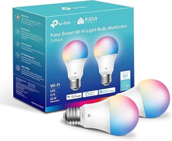 Kasa Smart Light Bulbs, Full Color Changing Dimmable Smart WiFi Bulbs Compatible with Alexa and Google Home, A19, 60 W 800 Lumens,2.4Ghz only, No Hub Required, 2-Pack (KL125P2),...