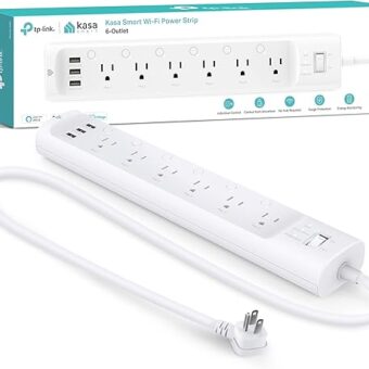 Kasa Smart Plug Power Strip HS300, Surge Protector with 6 Individually Controlled Smart Outlets and 3 USB Ports, Works with Alexa & Google Home, No Hub Required , White