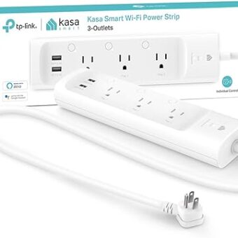 Kasa Smart Plug Power Strip KP303, Surge Protector with 3 Individually Controlled Smart Outlets and 2 USB Ports, Works with Alexa & Google Home, No Hub Required , White