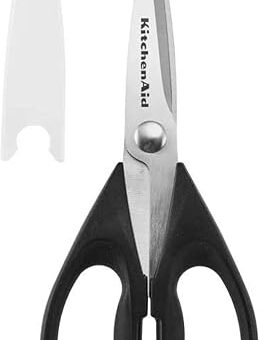 KitchenAid All Purpose Kitchen Shears with Protective Sheath for Everyday use, Dishwasher Safe Stainless Steel Scissors with Comfort Grip, 8.72-Inch, Black