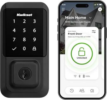 Kwikset 99390-004 Halo Wi-Fi Smart Lock Keyless Entry Electronic Touchscreen Deadbolt Featuring SmartKey Security, Matte Black