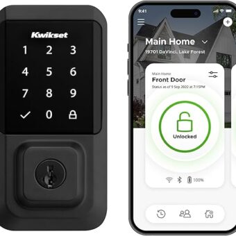 Kwikset 99390-004 Halo Wi-Fi Smart Lock Keyless Entry Electronic Touchscreen Deadbolt Featuring SmartKey Security, Matte Black