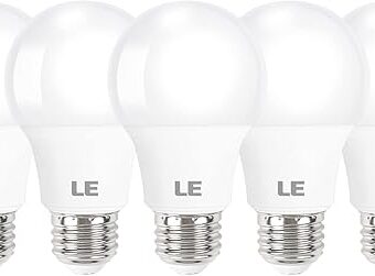 LE LED Light Bulbs 60 Watt Equivalent, 9W 800 Lumens Non-Dimmable, Daylight White 5000K, A19 E26 Standard Medium Base, 10000 Hour Lifetime 5 Count (Pack of 1)