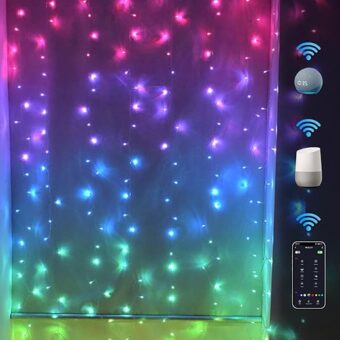 LED Curtain Lights Wifi Smart Twinkle String Window Lights Work with Echo Alexa Google Assistant, Remote APP Rainbow RGB Color Changing Fairy Lights for Holiday Decor indoor...