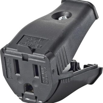 Leviton 3W102-E Clamptite Hinged Cord Outlet, 2-Pole, 3-Wire, 125V, 15A, Thermoplastic, Black