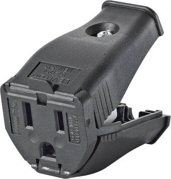 Leviton 3W102-E Clamptite Hinged Cord Outlet, 2-Pole, 3-Wire, 125V, 15A, Thermoplastic, Black