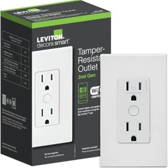 Leviton Decora Smart Outlet, Tamper-Resistant 15A, Wi-Fi 2nd Gen, Works with My Leviton, Alexa, Google Assistant, Apple Home/Siri & Wire-Free Companions for Switched Outlet,...