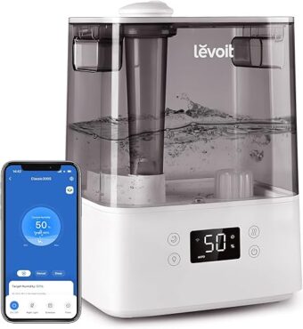 LEVOIT Smart Humidifiers for Bedroom Large Room Home,(6L) Cool Mist Top Fill Essential Oil Diffuser for Baby & Plants,Smart App & Voice Control, Rapid Humidification & Auto...