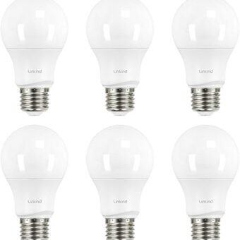 Linkind A19 LED Light Bulbs Dimmable, 60W Equivalent, 2700K Soft White, 9.5W 800 Lumens, E26 Standard Base, UL Listed, Lighting for Bedroom Living Room Home Office, 6 Packs