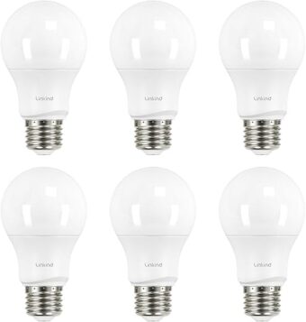 Linkind A19 LED Light Bulbs Dimmable, 60W Equivalent, 2700K Soft White, 9.5W 800 Lumens, E26 Standard Base, UL Listed, Lighting for Bedroom Living Room Home Office, 6 Packs