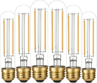 LiteHistory Dimmable E26 LED Bulb 4W Equal 40 Watt Warm White 2700K E26 Edison AC120V 400lm Tubular T9 T10 LED Light Bulb for Rustic Pendant,Chandeliers,Wall sconces 6Pack