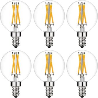 LiteHistory e12 led dimmable g16.5 Light Bulb 6W Equal 60 Watt 600lm AC120V e12 Candelabra Bulb 60 Watt for Chandeliers,Ceiling Fan,Vanity Warm White 2700K Globe e12 Light Bulb...