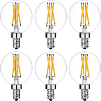 LiteHistory e12 led dimmable g16.5 Light Bulb 6W Equal 60 Watt 600lm AC120V e12 Candelabra Bulb 60 Watt for Chandeliers,Ceiling Fan,Vanity Warm White 2700K Globe e12 Light Bulb...