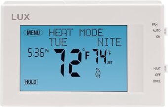 Lux Products TX9600TS Programmable Large Touchscreen Heating Cooling Thermostat, White