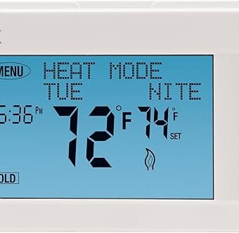 Lux Products TX9600TS Programmable Large Touchscreen Heating Cooling Thermostat, White