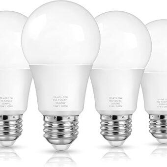 MAXvolador A19 LED Light Bulbs, 100 Watt Equivalent LED Bulbs, Daylight White 5000K, 1500LM, E26 Base, Non-Dimmable, 13W Bright LED Bulbs, 4-Pack