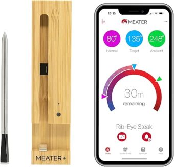 MEATER Plus: Wireless Smart Meat Thermometer with Bluetooth | Long Range | Measures Internal & Ambient Temp | for BBQ, Oven, Grill, Kitchen, Smoker, Rotisserie