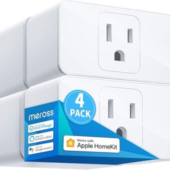 meross Smart Plug Mini, 15A & Reliable Wi-Fi, Support Apple HomeKit, Siri, Alexa, Echo, Google Assistant and Nest Hub, App Control, Timer, No Hub Needed, 2.4G WiFi Only, 4 Pack