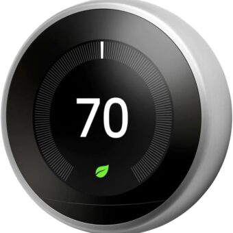 Nest (T3007ES) Learning Thermostat 3rd Gen, Stainless Steel with Deco Gear 2 Pack WiFi Smart Plug