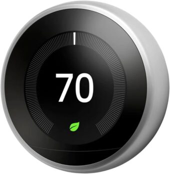 Nest (T3007ES) Learning Thermostat 3rd Gen, Stainless Steel with Deco Gear 2 Pack WiFi Smart Plug