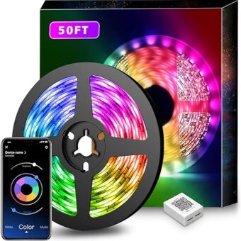 Nexillumi Led Lights for Bedroom 50ft(1 Roll of 50ft) Music Sync Color Changing Led Strip Lights Smart with Remote and App Control Built-in Mic for Party Home Room Decor Luces...