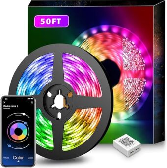 Nexillumi Led Lights for Bedroom 50ft(1 Roll of 50ft) Music Sync Color Changing Led Strip Lights Smart with Remote and App Control Built-in Mic for Party Home Room Decor Luces...