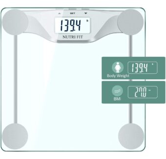 NUTRI FIT Digital Bathroom Scale BMI & Body Weight Monitor Precise Measurements,Large Backlight Display and Step-On Technology,400 Pounds