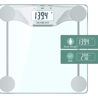 NUTRI FIT Digital Bathroom Scale BMI & Body Weight Monitor Precise Measurements,Large Backlight Display and Step-On Technology,400 Pounds