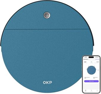 OKP K3P Robot Vacuum Cleaner 3000Pa Suction Power, Wi-Fi/APP/Alexa, 150Mins Runtime, Self-Recharging, Quiet Robotic Vacuum for Pet Hair, Hard Floor, Carpet, Blue