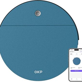 OKP K3P Robot Vacuum Cleaner 3000Pa Suction Power, Wi-Fi/APP/Alexa, 150Mins Runtime, Self-Recharging, Quiet Robotic Vacuum for Pet Hair, Hard Floor, Carpet, Blue